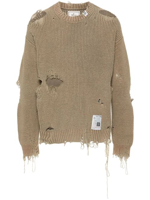 Knitwear light brown distressed sweater Mihara Yasuhiro | J12SW502KHAKI